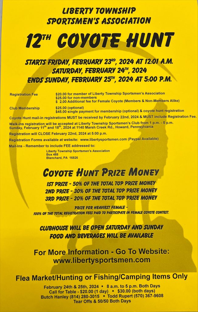 2024 Coyote Hunt @ Liberty Township Sportsmen's Clubhouse